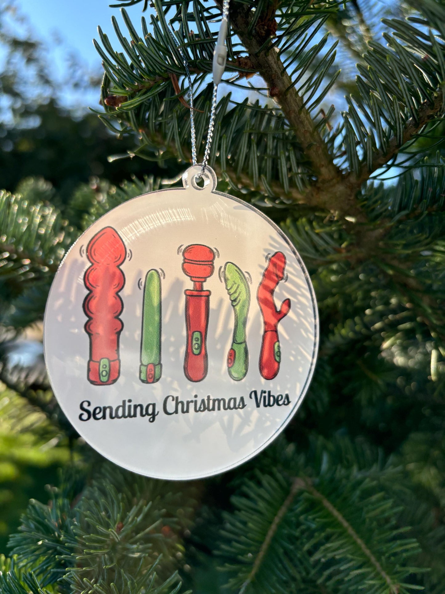Sending Christmas Vibes Ornament: Funny Adult Humor Gift