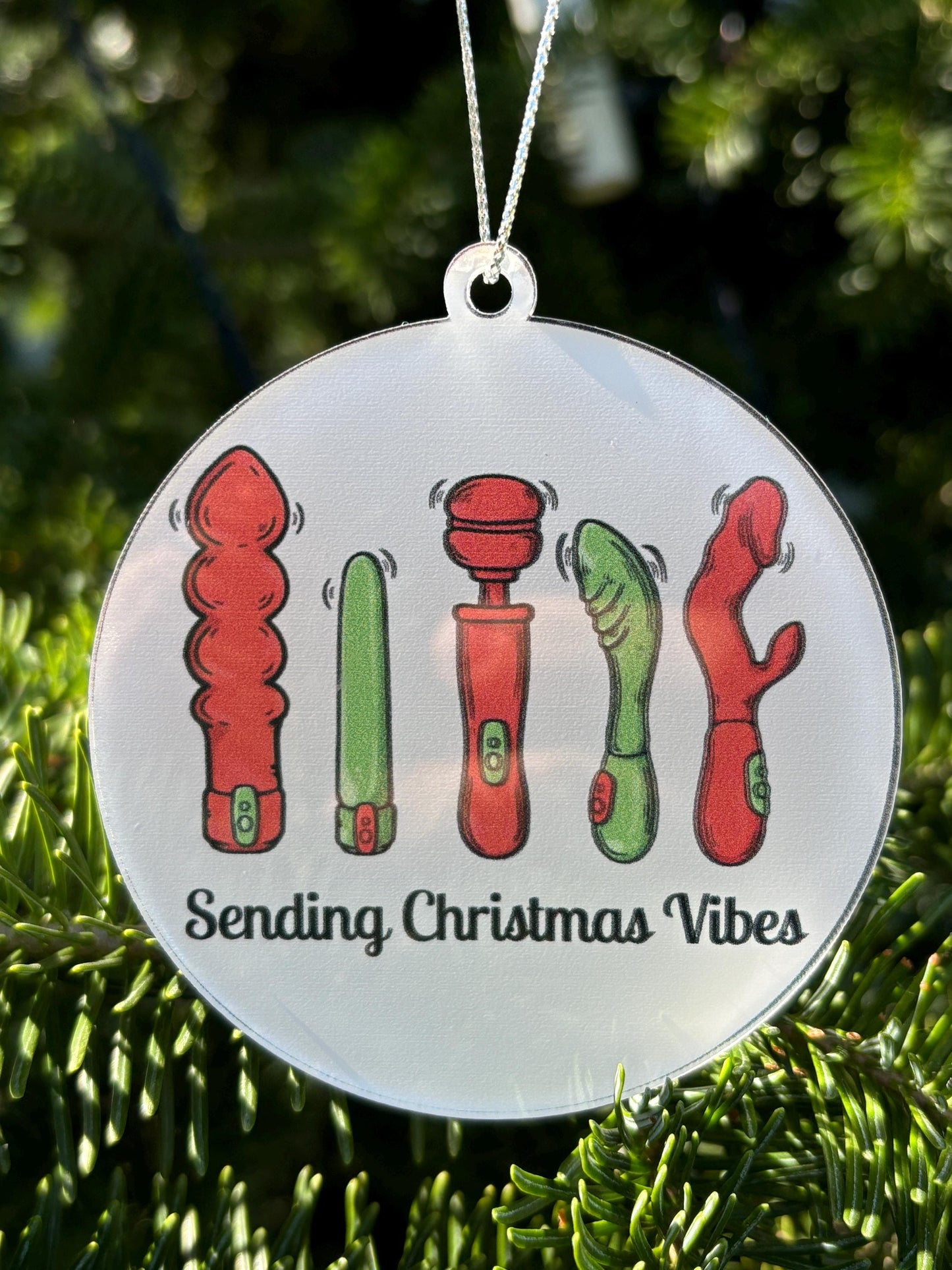 Sending Christmas Vibes Ornament: Funny Adult Humor Gift