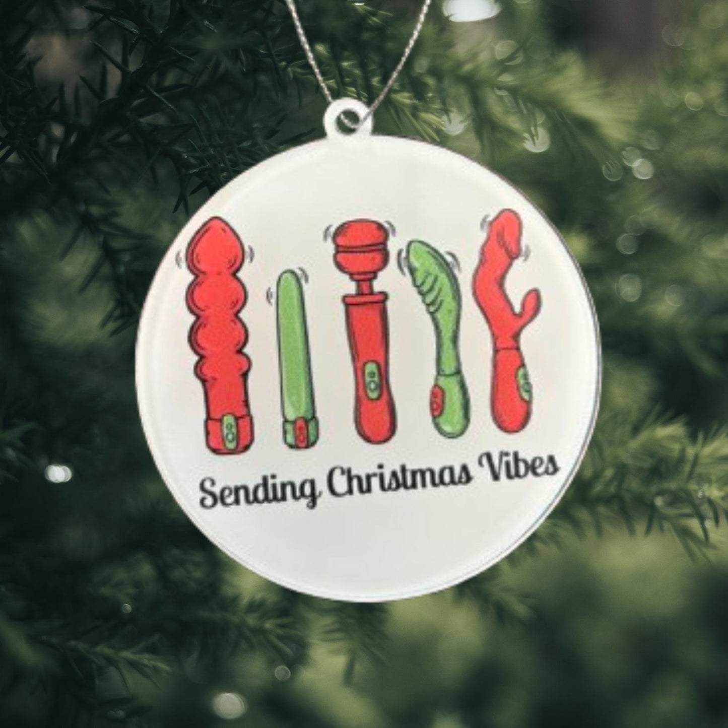 Sending Christmas Vibes Ornament: Funny Adult Humor Gift