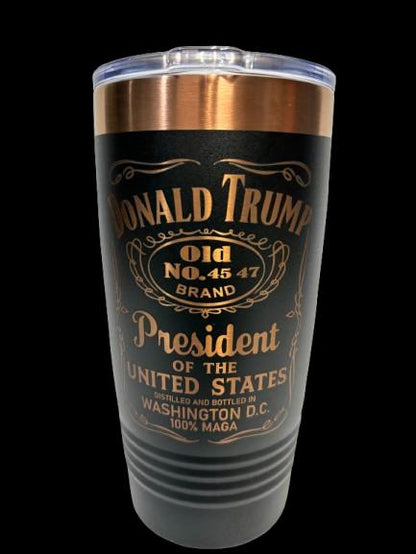 Trump 2024 Tumbler: MAGA Whiskey Style, 20 oz Insulated