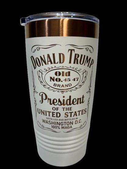 Trump 2024 Tumbler: MAGA Whiskey Style, 20 oz Insulated