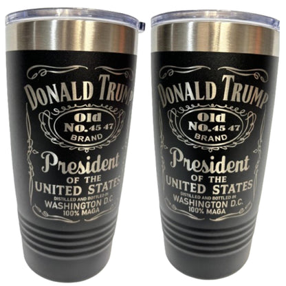 Trump 2024 Tumbler: MAGA Whiskey Style, 20 oz Insulated