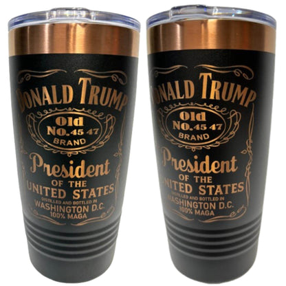 Trump 2024 Tumbler: MAGA Whiskey Style, 20 oz Insulated