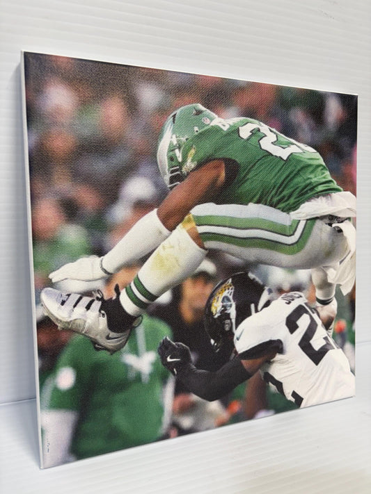 Saquon Barkley Reverse Hurdle: Eagles Canvas Wrap, Man Cave Decor