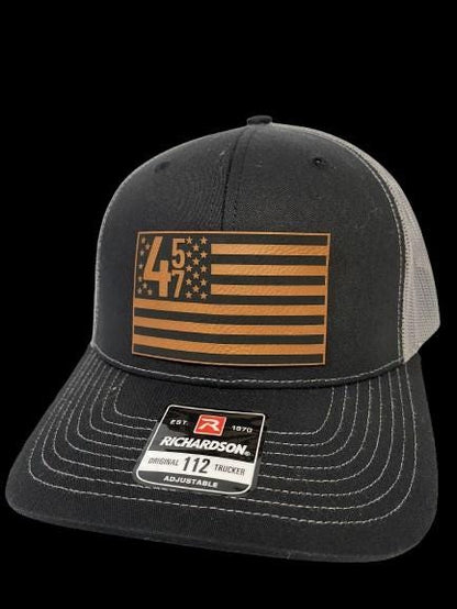 45 47 American Flag Patch Hat - Richardson 112 Trucker