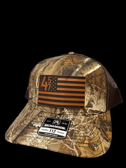 45 47 American Flag Patch Hat - Richardson 112 Trucker