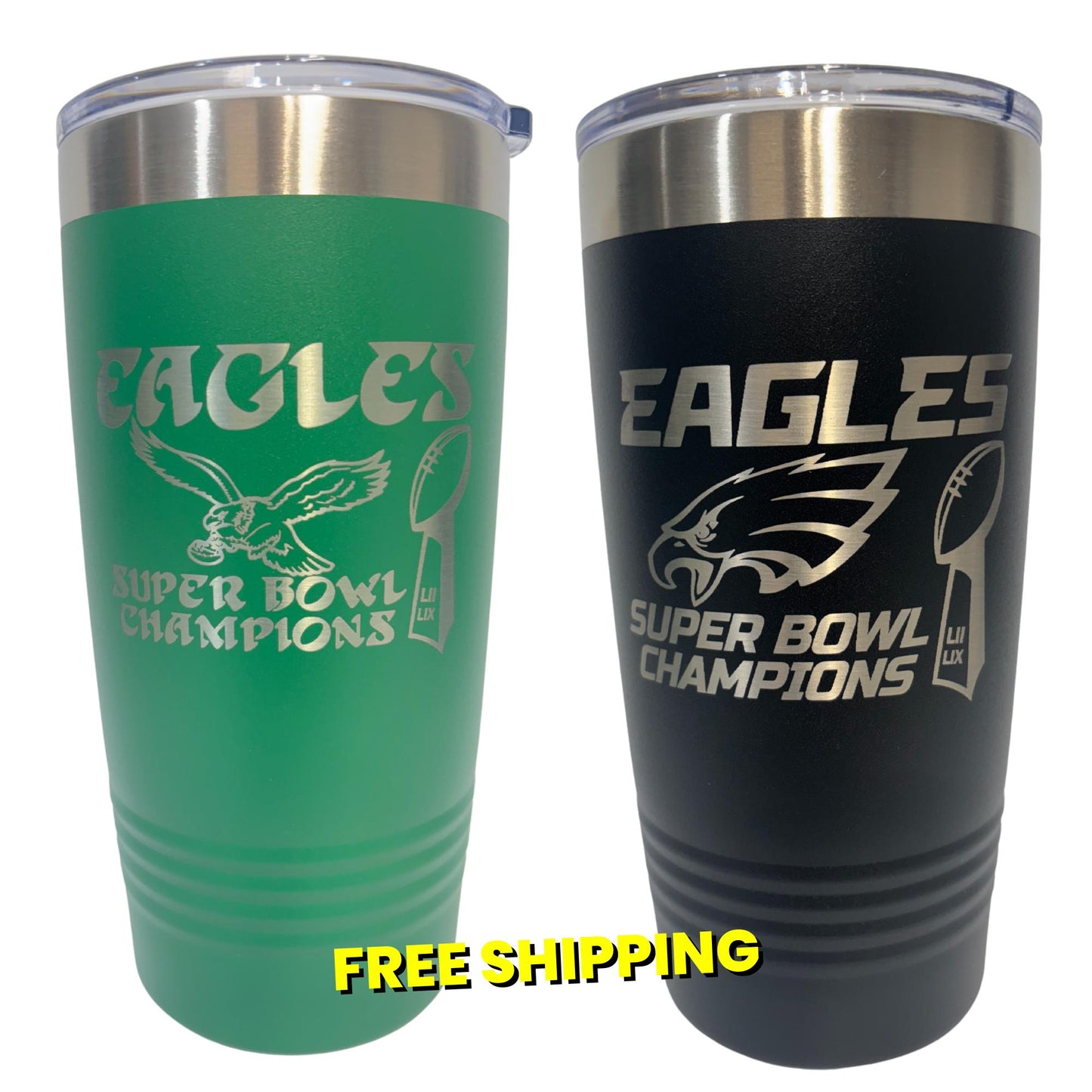 Super Bowl 59 Philadelphia Eagles Champions 20 oz Tumbler Kelly Green (Single Sided)