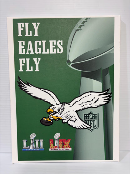 Philadelphia Eagles Super Bowl Canvas: Kelly Green Football Art (12x16)