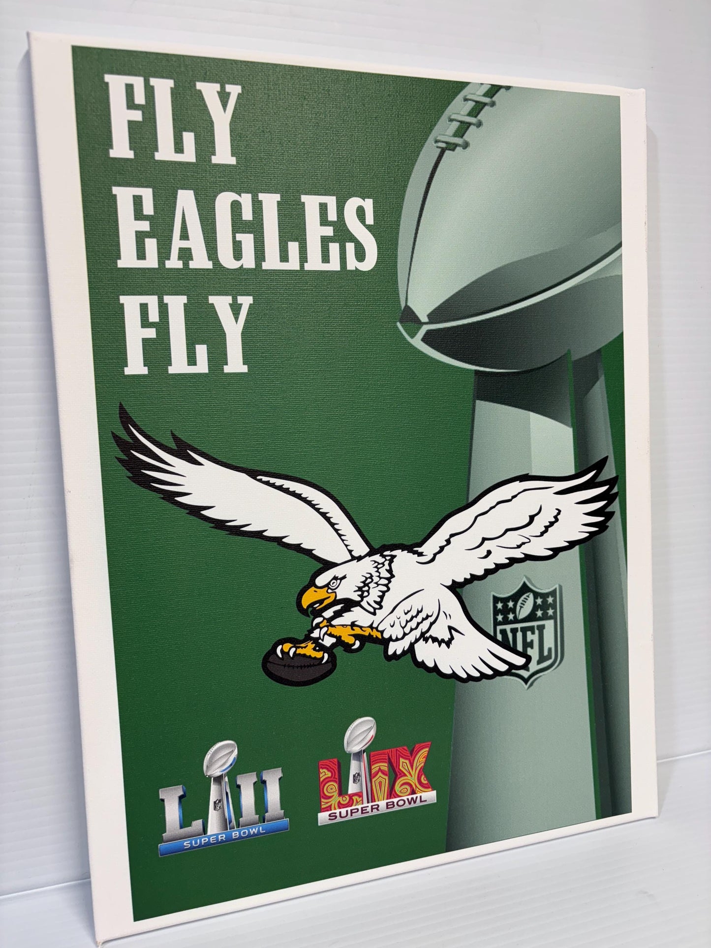 Philadelphia Eagles Super Bowl Canvas: Kelly Green Football Art (12x16)