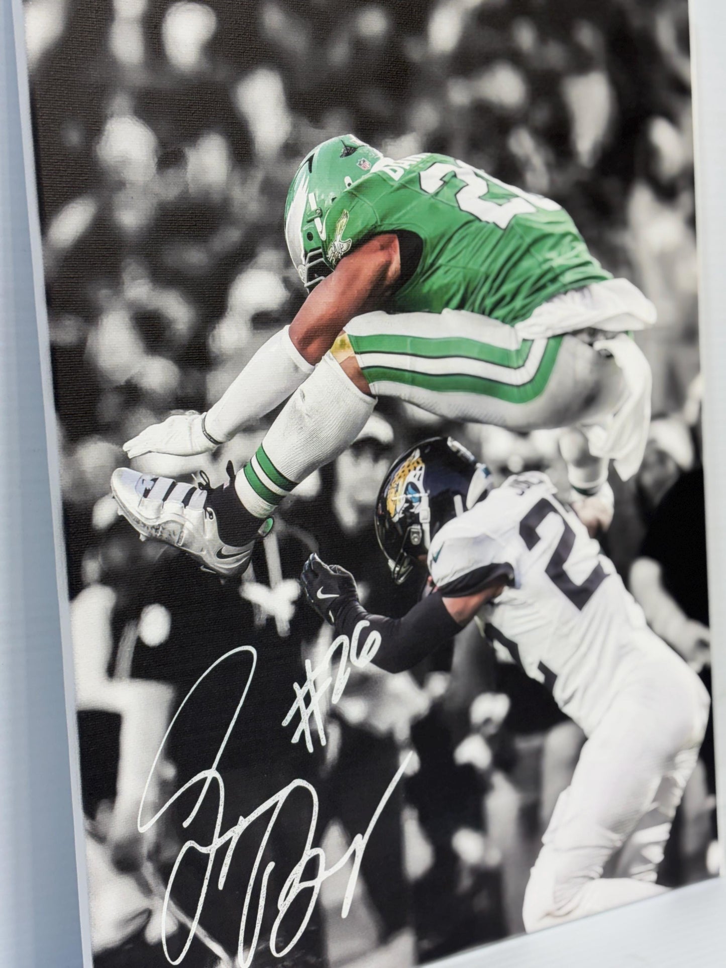 Saquon Barkley Reverse Hurdle Canvas: Philadelphia Eagles Man Cave Art