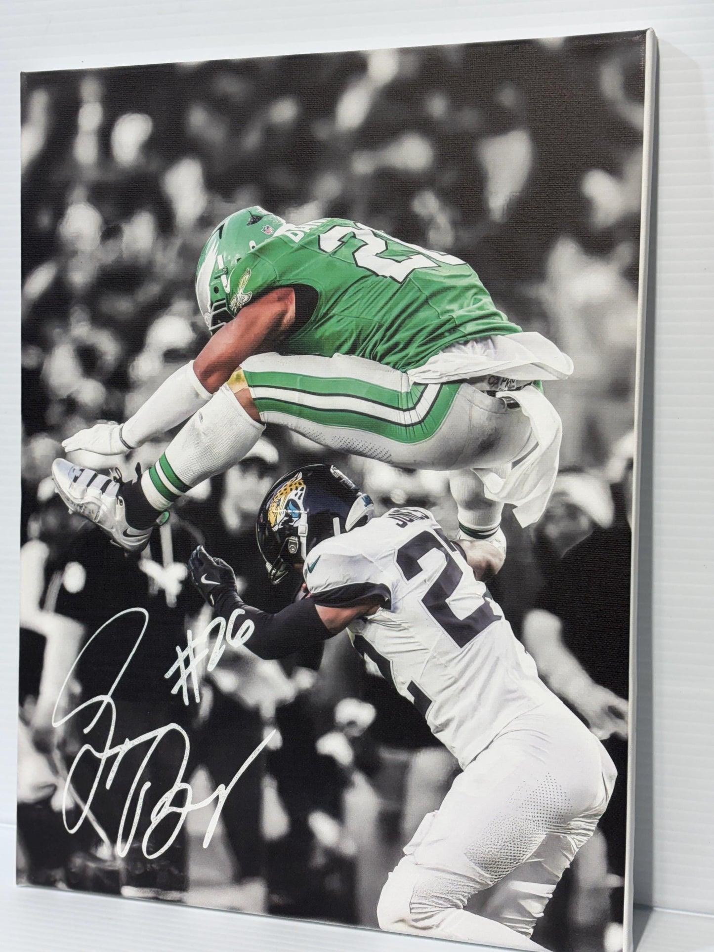Saquon Barkley Reverse Hurdle Canvas: Philadelphia Eagles Man Cave Art