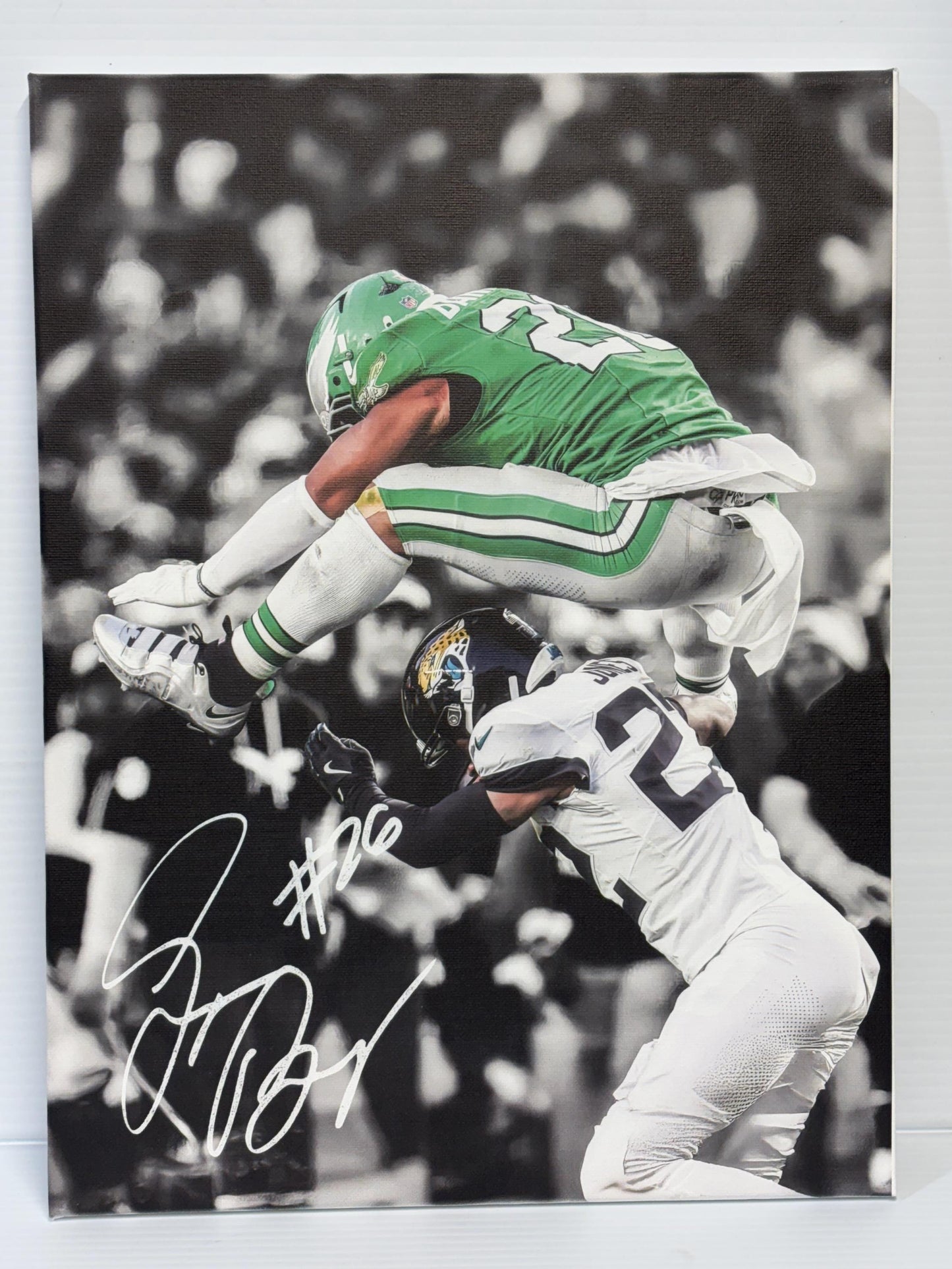Saquon Barkley Reverse Hurdle Canvas: Philadelphia Eagles Man Cave Art