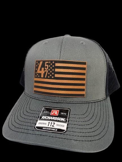 45 47 American Flag Patch Hat - Richardson 112 Trucker
