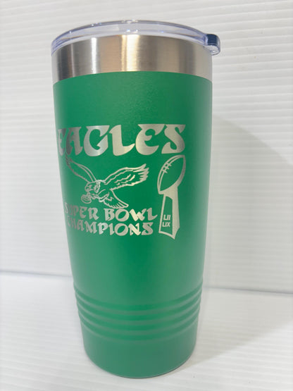 Super Bowl 59 Philadelphia Eagles Champions 20 oz Tumbler Kelly Green (Single Sided)