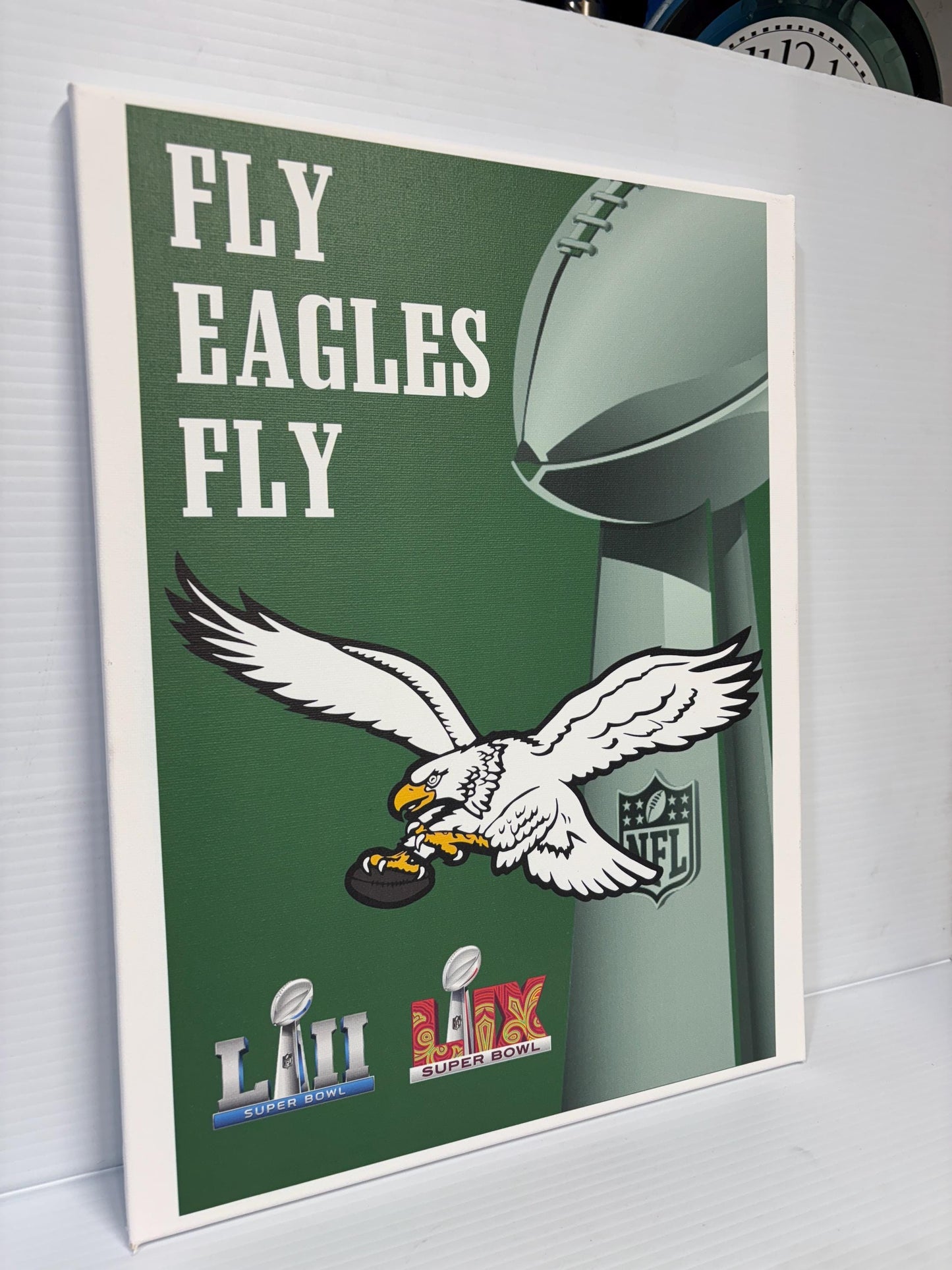Philadelphia Eagles Super Bowl Canvas: Kelly Green Football Art (12x16)