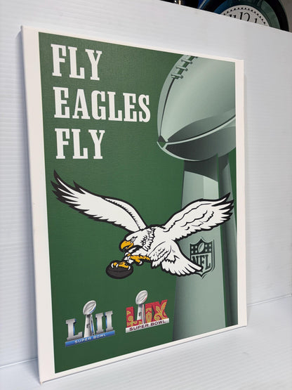 Philadelphia Eagles Super Bowl Canvas: Kelly Green Football Art (12x16)