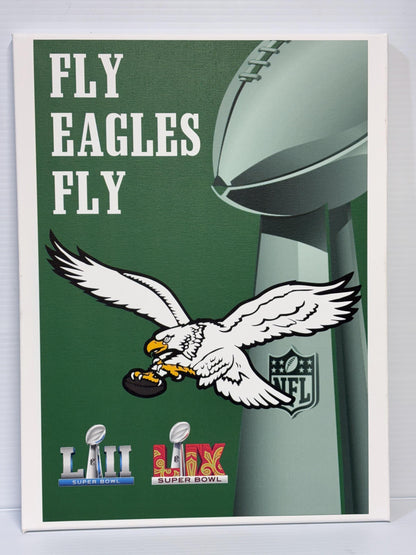 Philadelphia Eagles Super Bowl Canvas: Kelly Green Football Art (12x16)