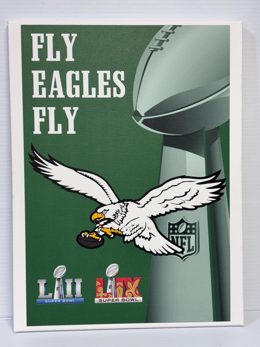 Philadelphia Eagles Super Bowl Canvas: Kelly Green Football Art (12x16)