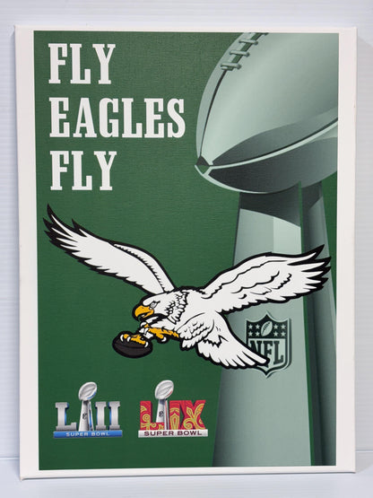 Philadelphia Eagles Super Bowl Canvas: Kelly Green Football Art (12x16)