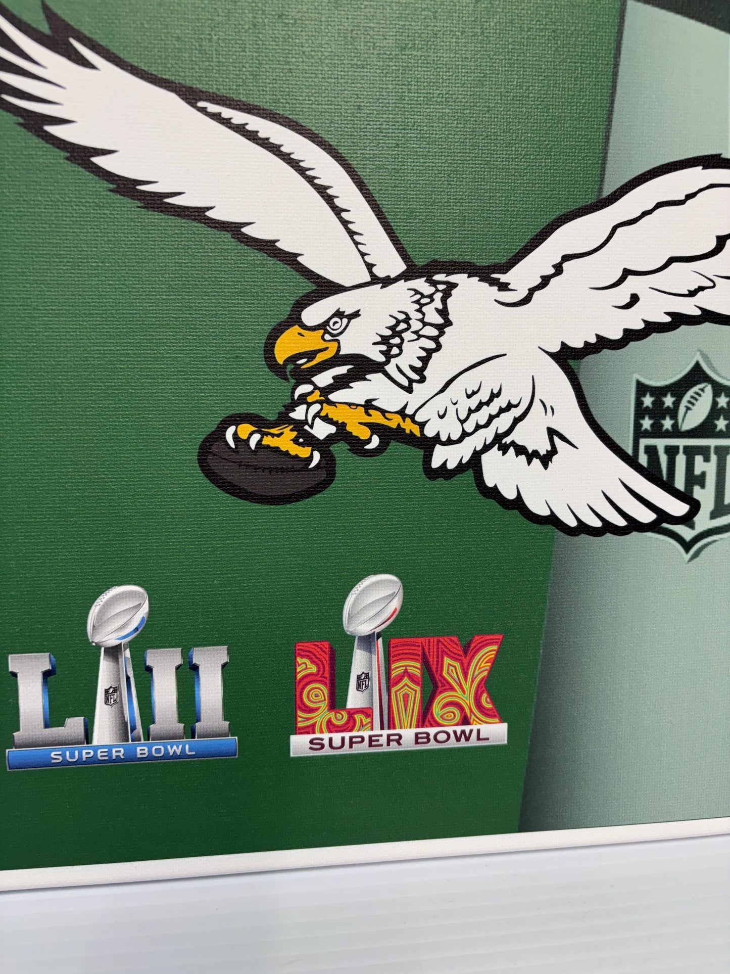 Philadelphia Eagles Super Bowl Canvas: Kelly Green Football Art (12x16)