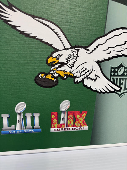 Philadelphia Eagles Super Bowl Canvas: Kelly Green Football Art (12x16)