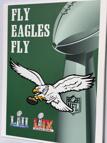 Philadelphia Eagles Super Bowl Canvas: Kelly Green Football Art (12x16)