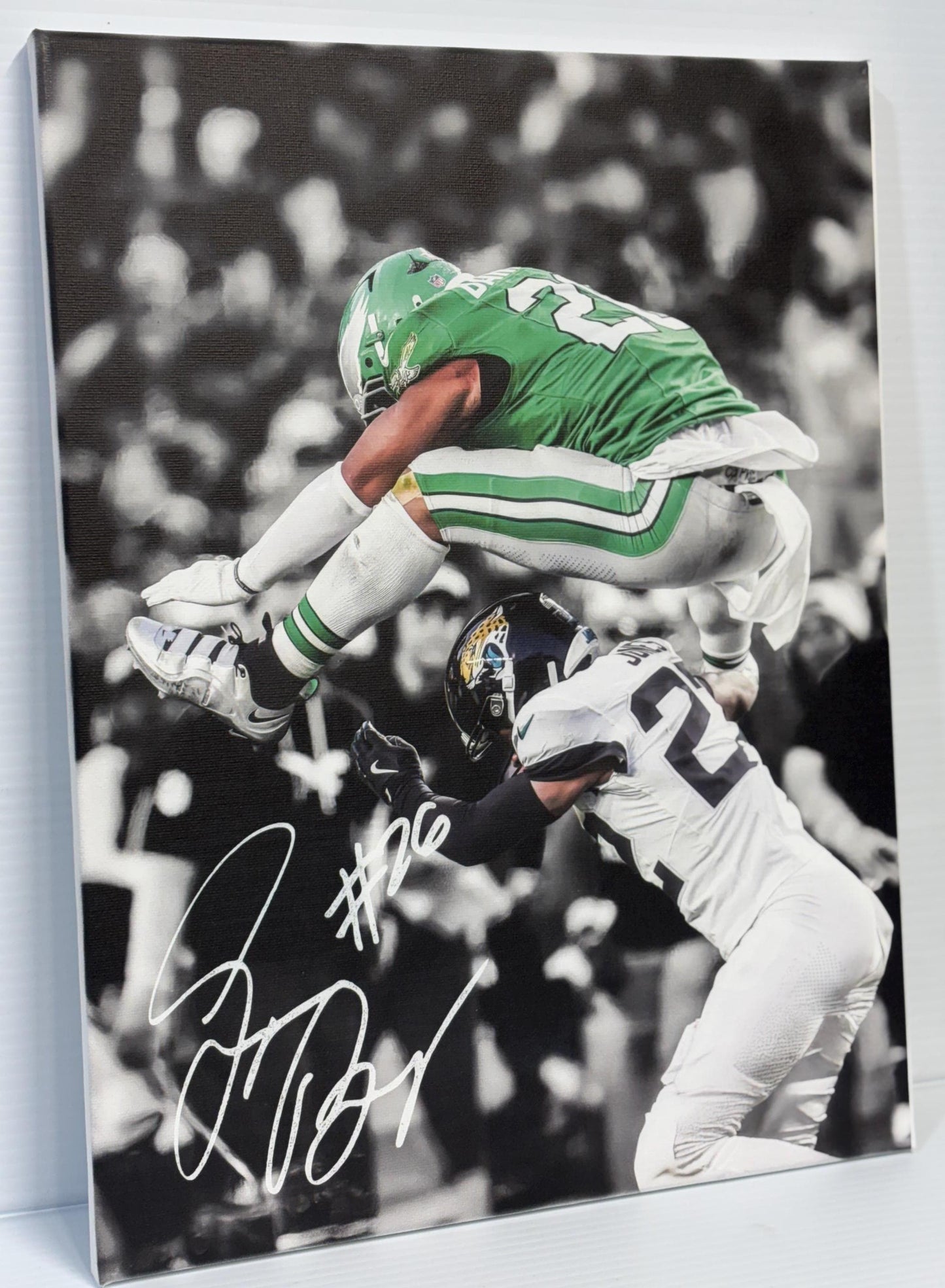 Saquon Barkley Reverse Hurdle Canvas: Philadelphia Eagles Man Cave Art