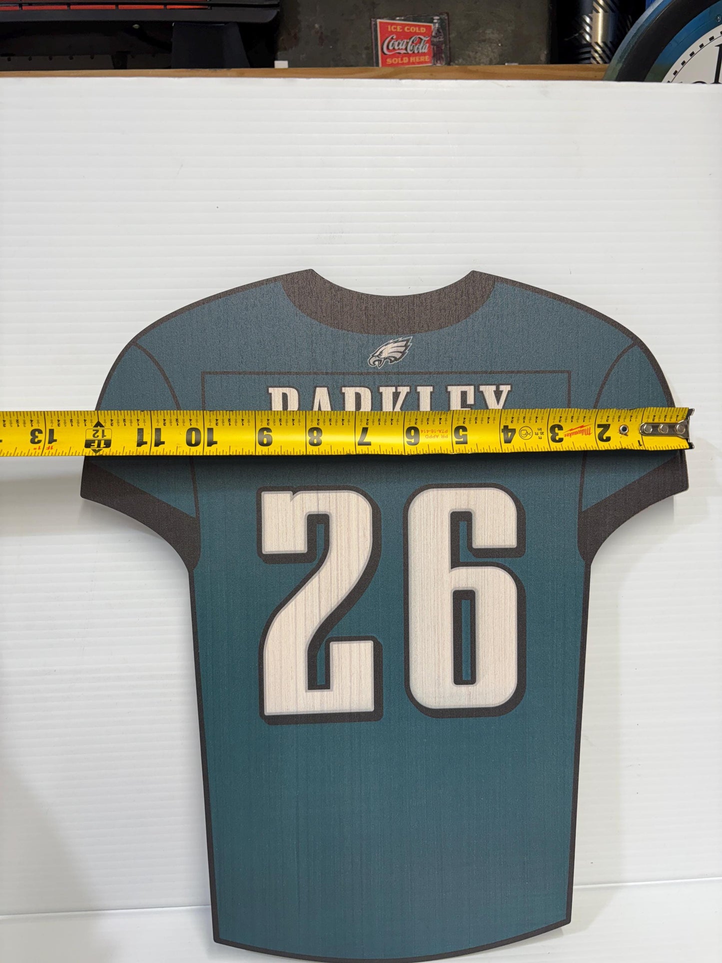 Eagles Super Bowl Win Wood Jersey Print: Kelce & Barkley