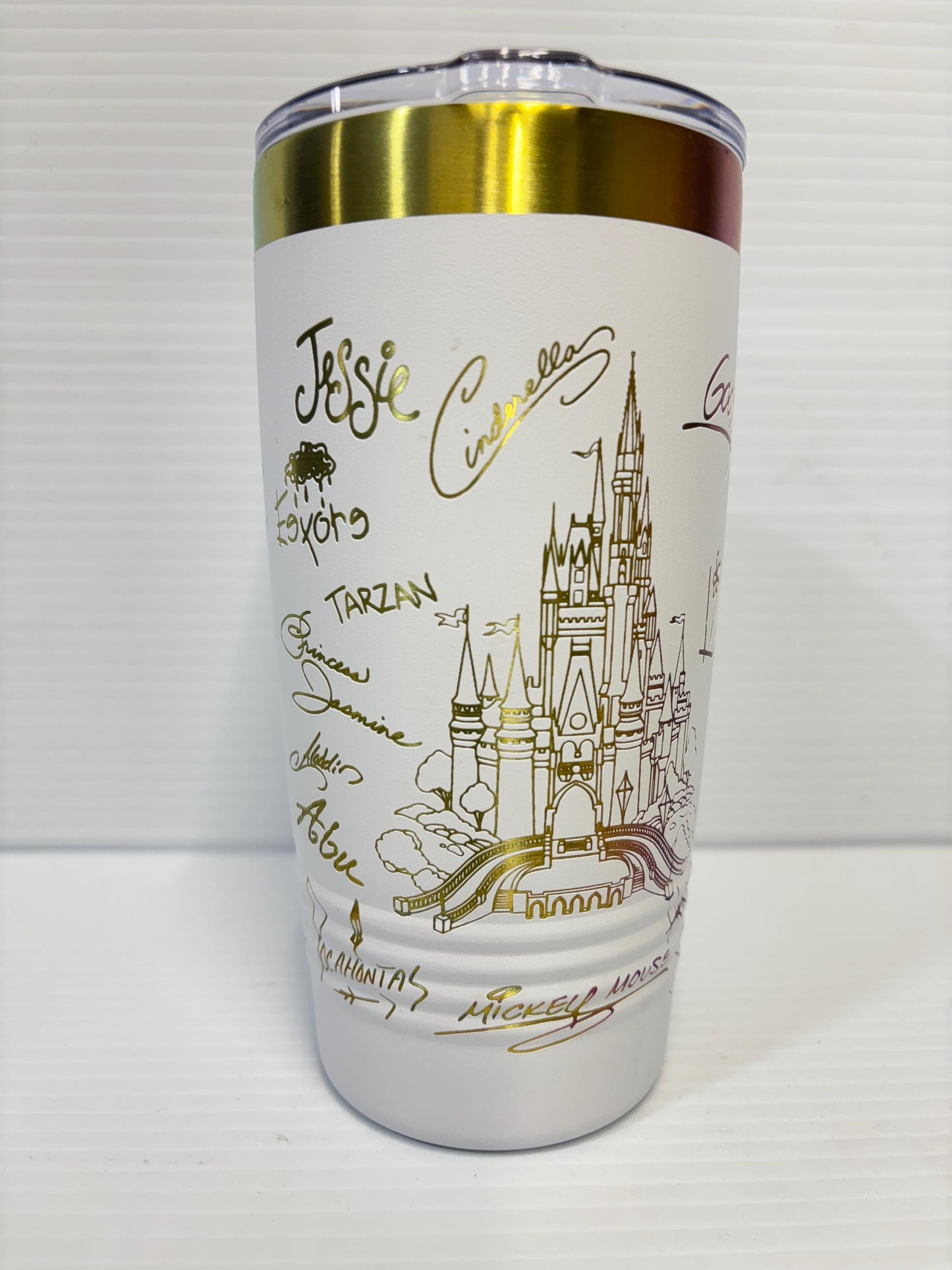 Castle and Characters Signature 20 oz Cup Tumbler with Handle, Disney Characters 20 oz Cup Tumbler, Laser Engrave Signature Cup