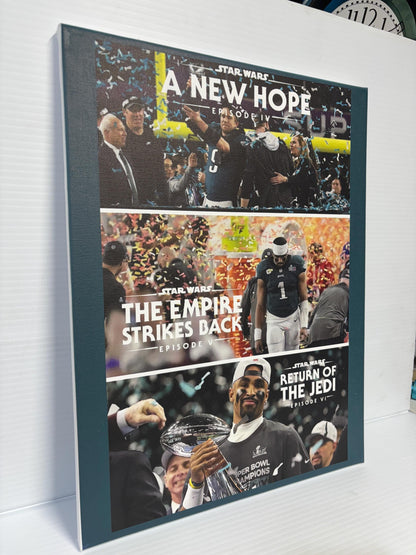 Eagles Super Bowl Win Canvas: Star Wars Theme, Man Cave Decor (12x16)