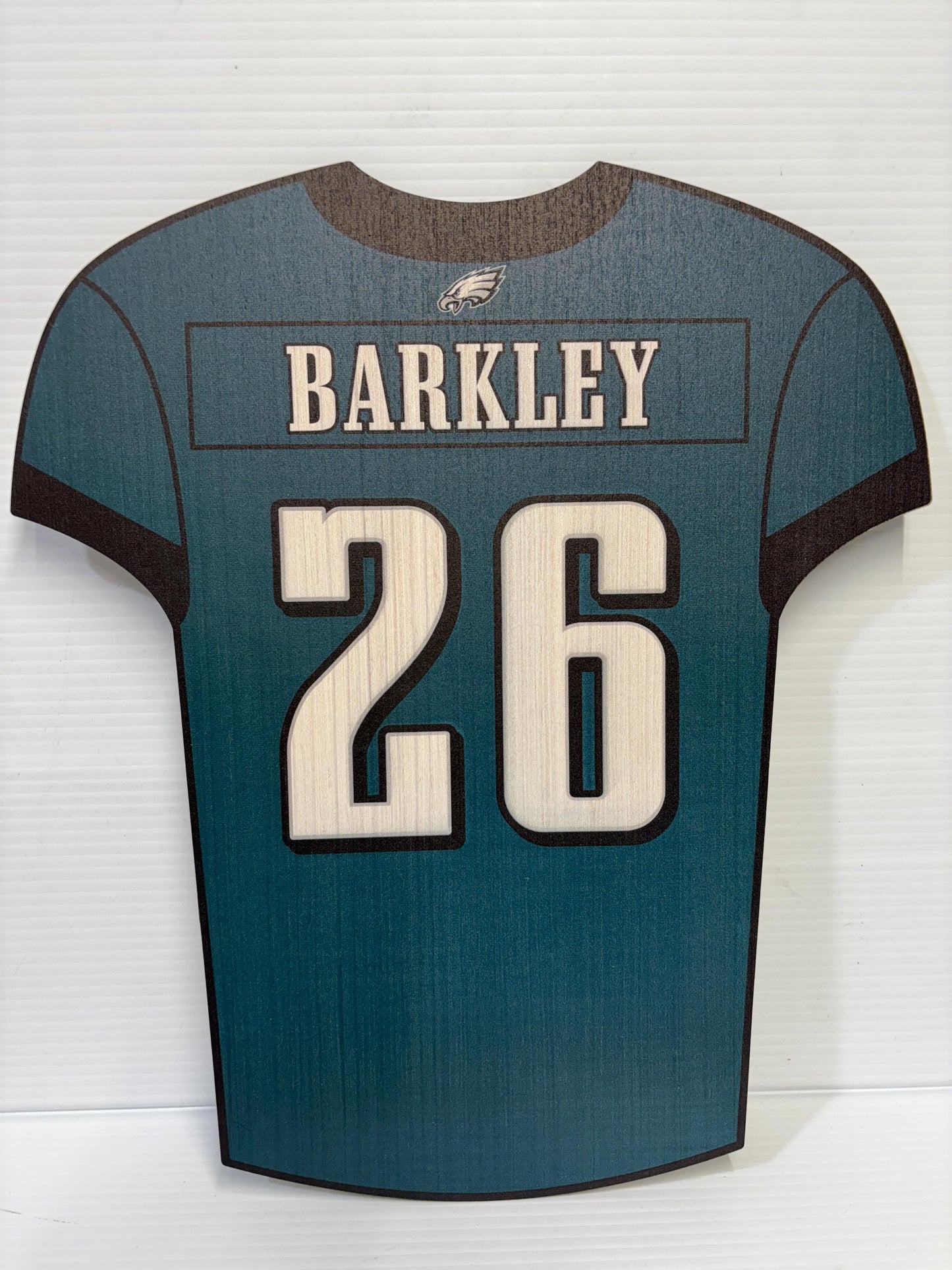 Eagles Super Bowl Win Wood Jersey Print: Kelce & Barkley