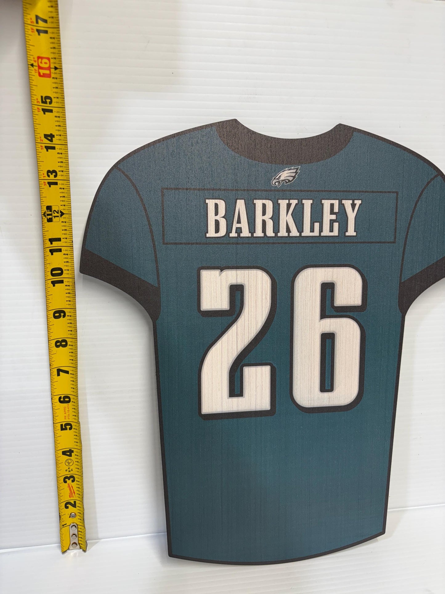 Eagles Super Bowl Win Wood Jersey Print: Kelce & Barkley