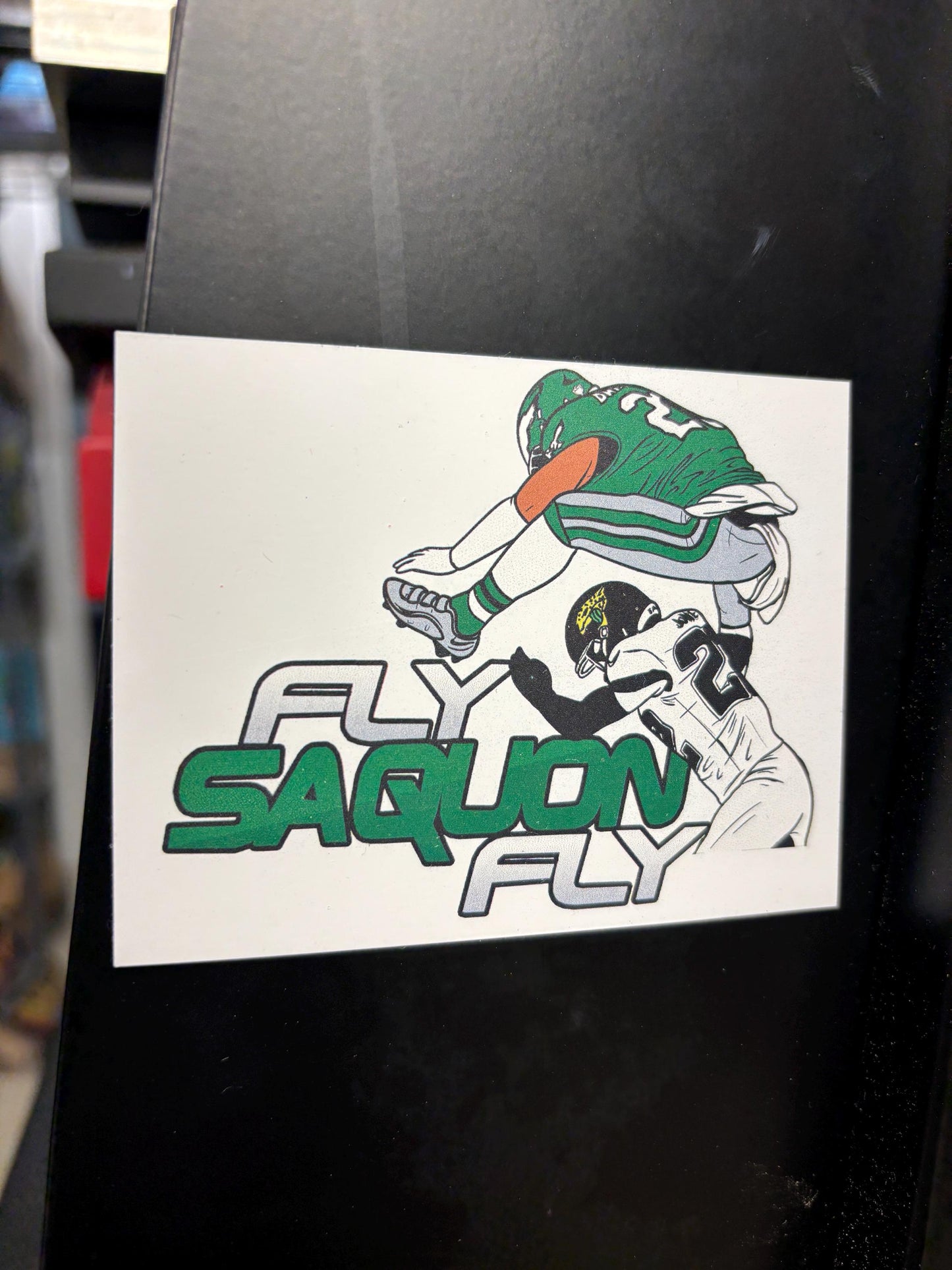 Saquon Barkley "Fly Saquon Fly" Philadelphia, 4x3 Magnet, Broad Street Philly, Saquan Barkley Backwards Jump Car Magnet