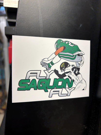 Saquon Barkley "Fly Saquon Fly" Philadelphia, 4x3 Magnet, Broad Street Philly, Saquan Barkley Backwards Jump Car Magnet