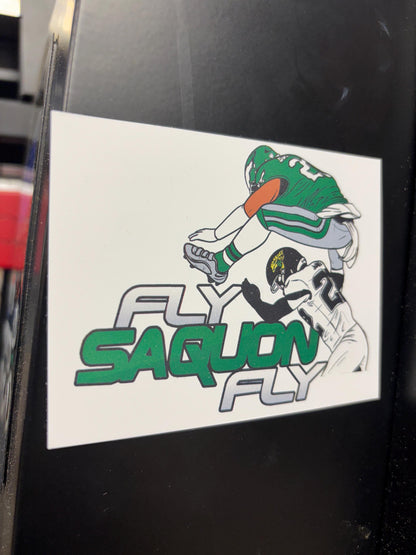 Saquon Barkley "Fly Saquon Fly" Philadelphia, 4x3 Magnet, Broad Street Philly, Saquan Barkley Backwards Jump Car Magnet