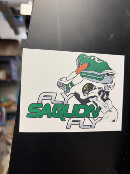Saquon Barkley "Fly Saquon Fly" Philadelphia, 4x3 Magnet, Broad Street Philly, Saquan Barkley Backwards Jump Car Magnet