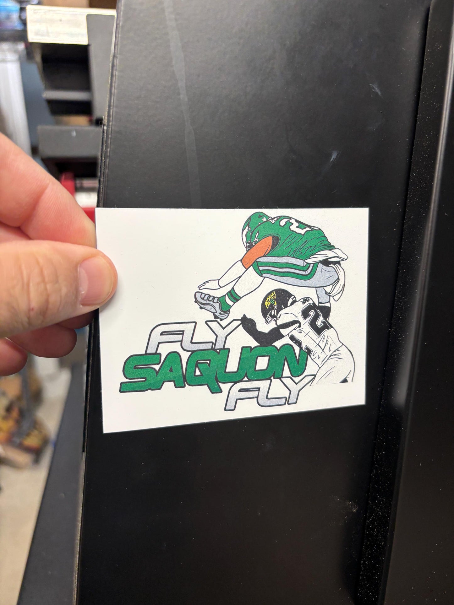 Saquon Barkley "Fly Saquon Fly" Philadelphia, 4x3 Magnet, Broad Street Philly, Saquan Barkley Backwards Jump Car Magnet