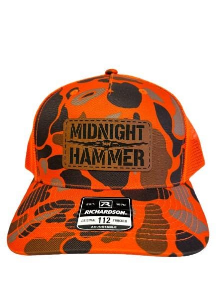 Midnight Hammer B-2 Stealth Jet Hat: Patriotic USA Flag Leather Patch Trucker