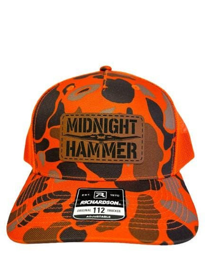 Midnight Hammer B-2 Stealth Jet Hat: Patriotic USA Flag Leather Patch Trucker