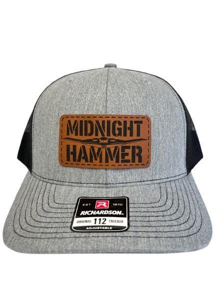 Midnight Hammer B-2 Stealth Jet Hat: Patriotic USA Flag Leather Patch Trucker