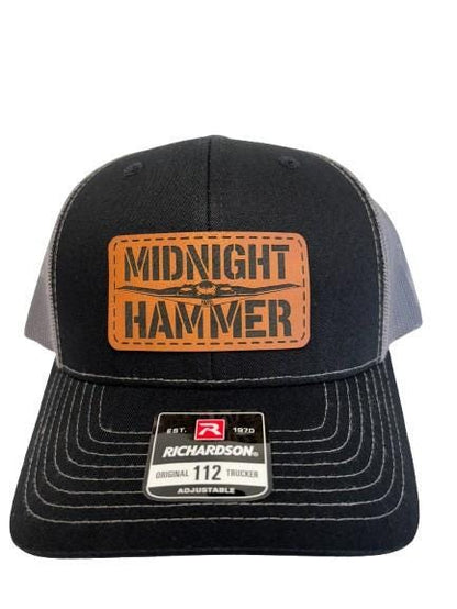 Midnight Hammer B-2 Stealth Jet Hat: Patriotic USA Flag Leather Patch Trucker