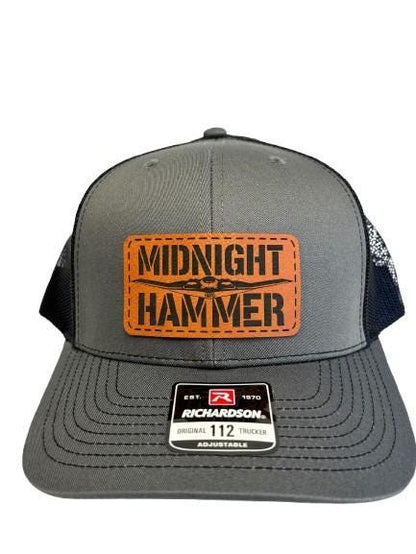 Midnight Hammer B-2 Stealth Jet Hat: Patriotic USA Flag Leather Patch Trucker