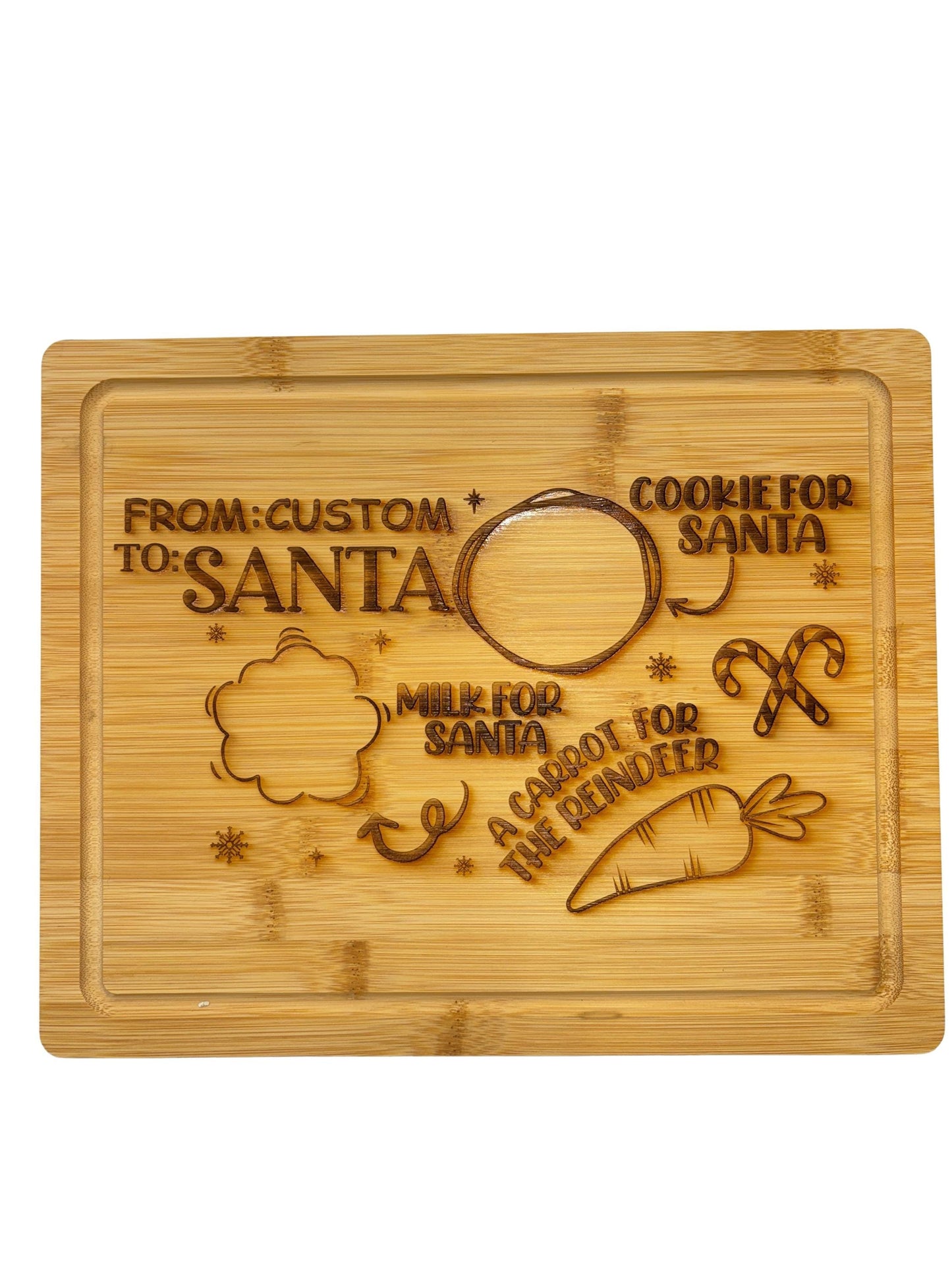 Personalized Santa Cookies & Milk for Santa Tray - Wooden Reindeer Treat Board