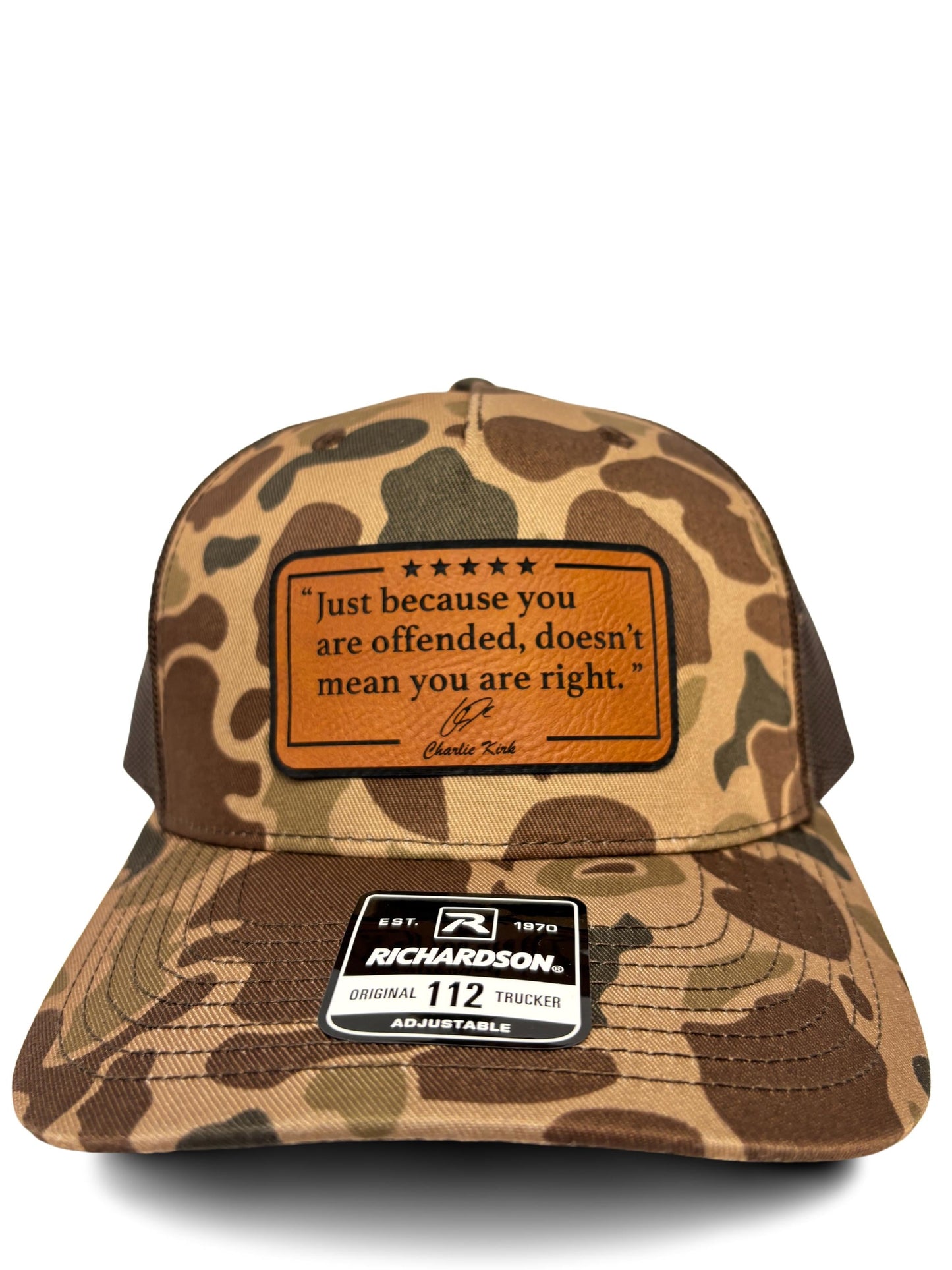Just Because You Are Offended Doesn’t Mean You Are Right – Trucker Hat | Inspirational Quote by Charlie Kirk | Adjustable Snapback Mesh Cap