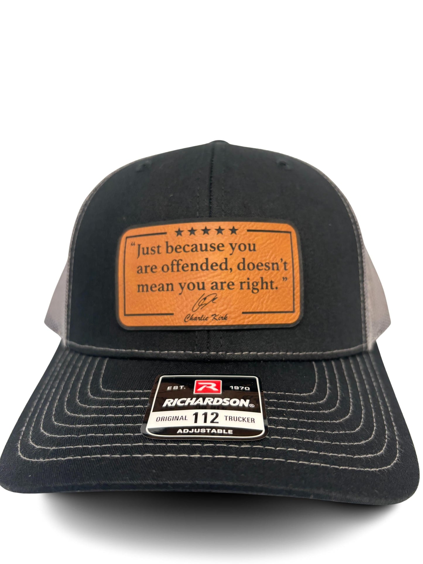 Just Because You Are Offended Doesn’t Mean You Are Right – Trucker Hat | Inspirational Quote by Charlie Kirk | Adjustable Snapback Mesh Cap