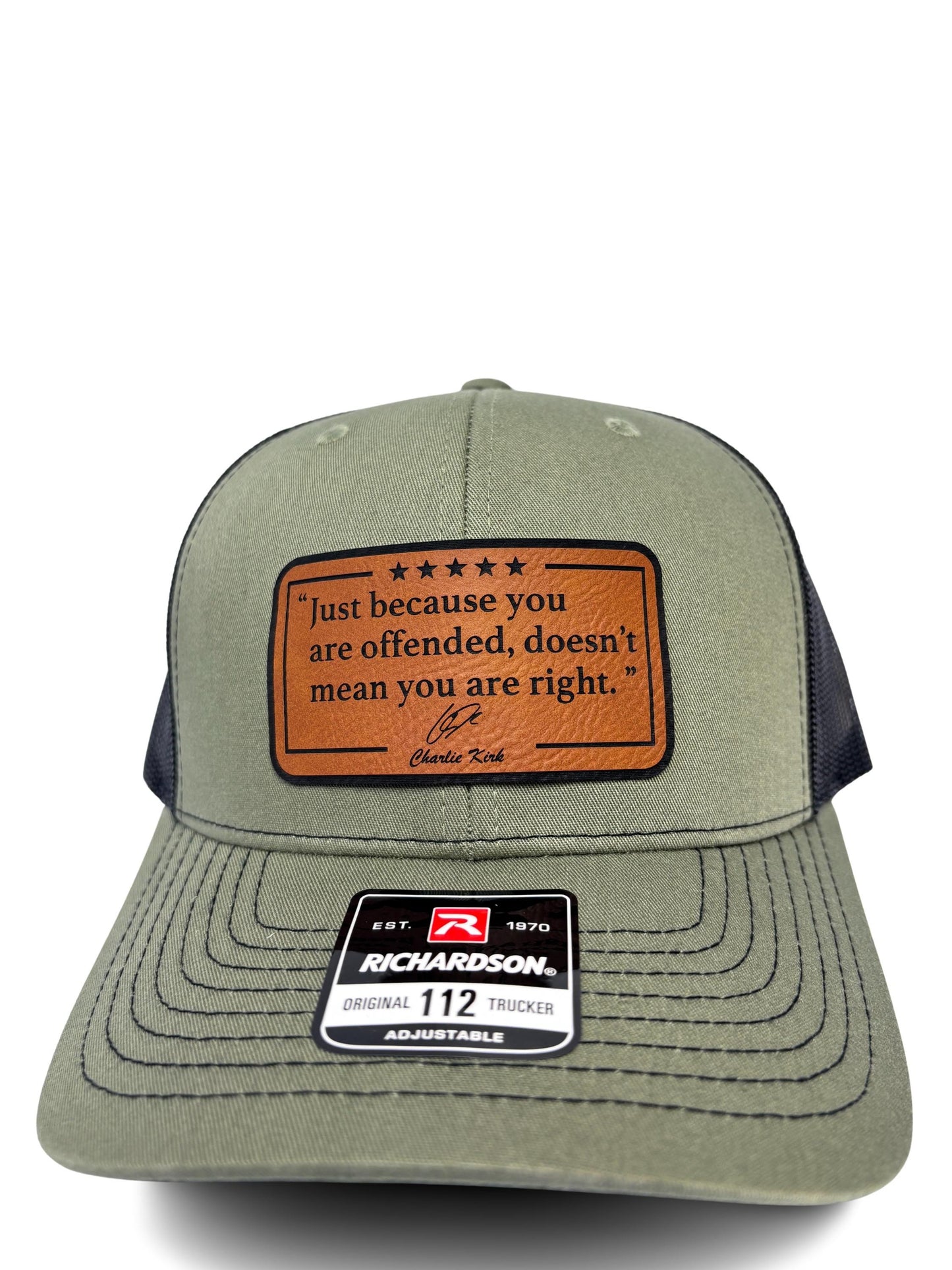 Just Because You Are Offended Doesn’t Mean You Are Right – Trucker Hat | Inspirational Quote by Charlie Kirk | Adjustable Snapback Mesh Cap