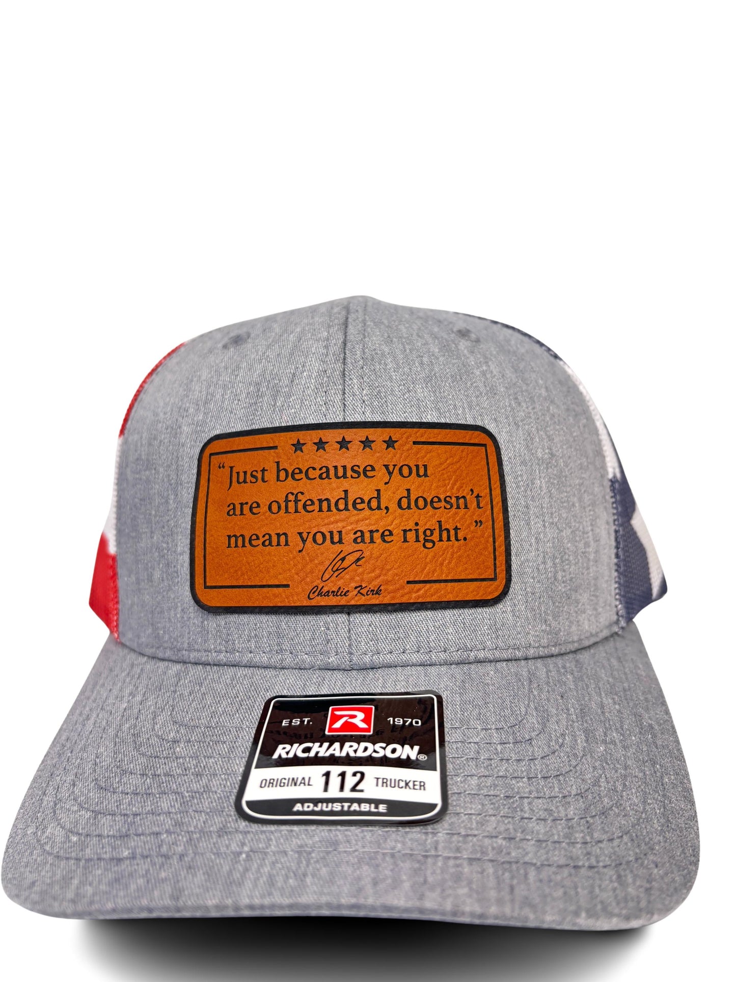 Just Because You Are Offended Doesn’t Mean You Are Right – Trucker Hat | Inspirational Quote by Charlie Kirk | Adjustable Snapback Mesh Cap