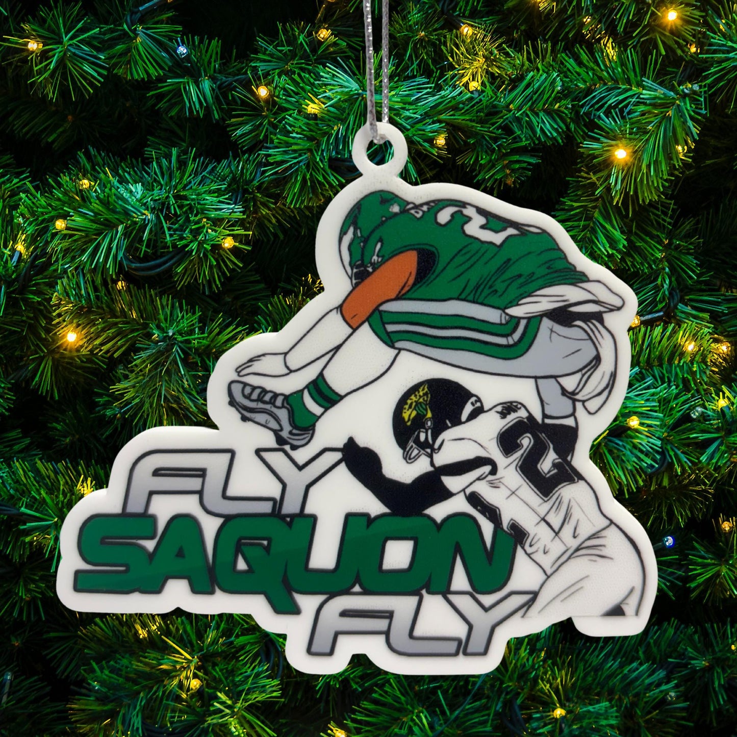 Saquon Barkley Ornament: Eagles Football, Backward Hurdle Play