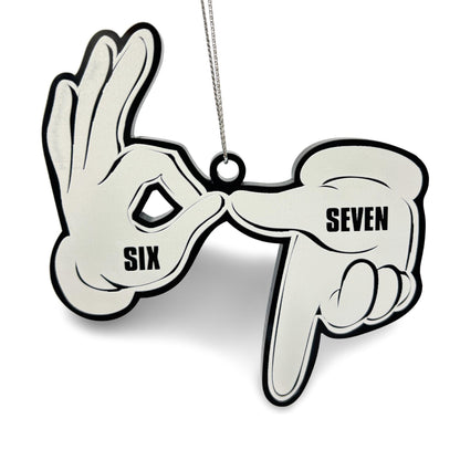67 Christmas Ornament Funny “Six Seven” Meme Santa Gen Alpha Slang Viral Y2K Tree Hanging Decor for Teens Adults Gen Z Trendy Number Joke