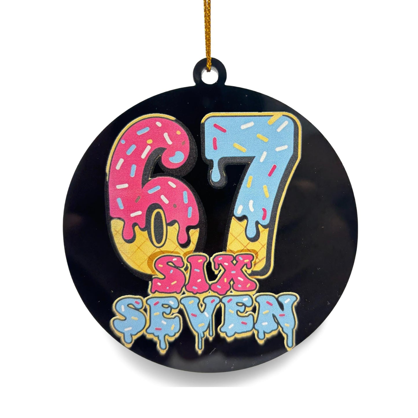 67 Christmas Ornament Funny “Six Seven” Meme Santa Gen Alpha Slang Viral Y2K Tree Hanging Decor for Teens Adults Gen Z Trendy Number Joke